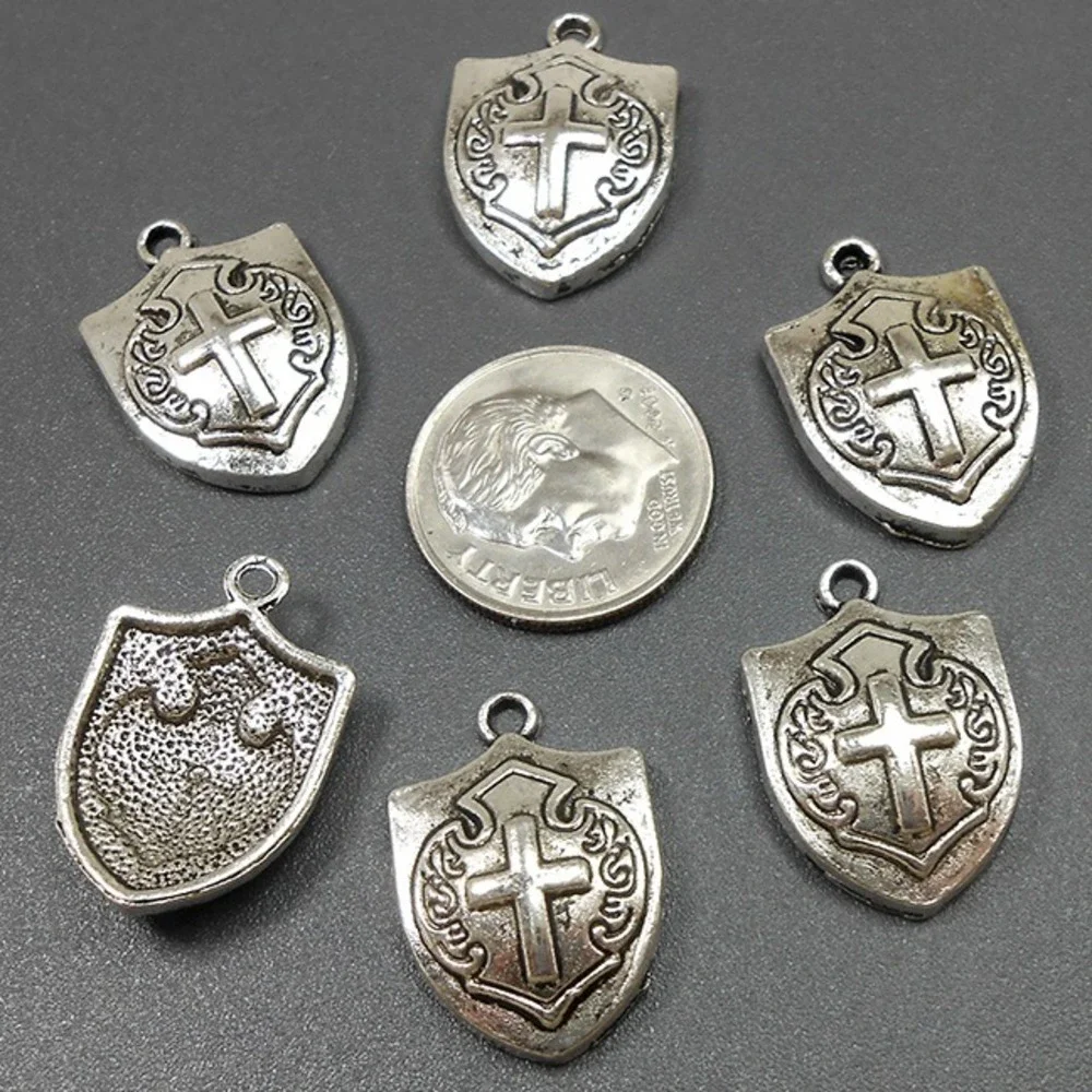8pcs Cross Shield Charms, jewelry making supplies